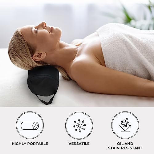 ForPro Full Round Bolster Pillow, Black, Oil and Stain-Resistant, for Massage and Yoga, 6” R x 26” L - color: Black