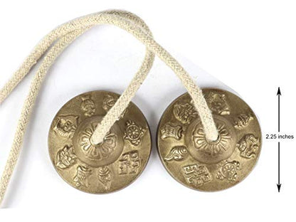 Tibetan Manjeera Tingsha Meditation Bell, Chime Bells, Cymbals, Buddhist Meditation, Yoga Bell Chimes small, auspicious symbol (Manjeera-01) - size: Manjeera-01