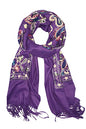 Urban CoCo Women's Embroidered Tassel Long Shawl Oversize Scarf Wraps for Women - color: #4-purple