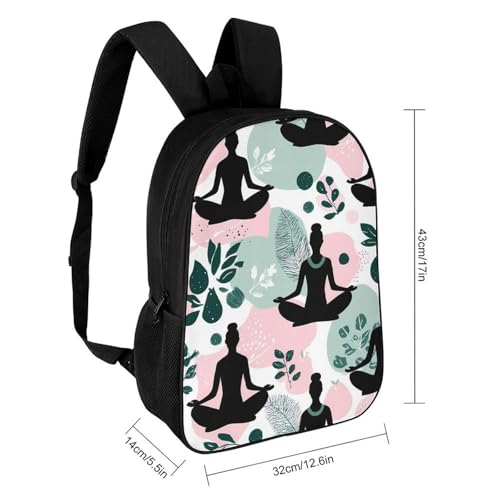 Meditation Yoga Nature 17 Inch Travel Backpack Casual Daypacks Computer Shoulder Bag for Work Shopping