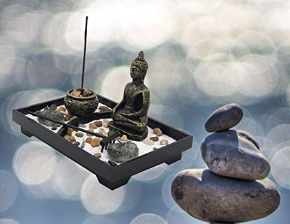 Buddha Zen Garden Tea Light Candle Holder Set (Meditation Buddha)