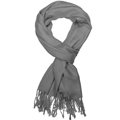Falari Women's Soft Solid Color Pashmina Shawl Wrap Scarf, for Wedding, Bridesmaid Gifts, Evening Dress - color: Dark Grey