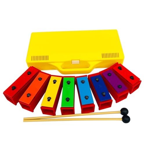 Medium Plastic Yellow Box 8-Tone Brick Colorful Soundboard Glockenspiel Percussion Instrument Glockenspiel Percussion Instrument