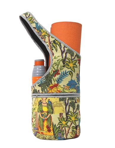 INDIAN CRAFT CASTLE Yoga Mat Bag | Tote Mat Bag | Sling Yoga Tote w/Large Side Pocket & Zipper Pocket | Yoga Mat Carrier Fits Most Size Mats - color: Multicolor