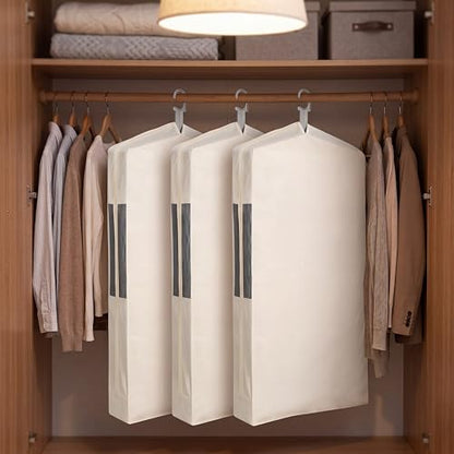 Aliceset 3 Pack Cotton Garment Storage Bag for Hanging Clothes 24 x 32 Inch Breathable Garment Cover Canvas Suit Bags for Closet Storage Short Dresses Suits Gowns - size: 24 x 32 Inch