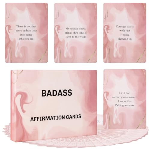 Fofeadm Badass Affirmation Cards for Women, 53 Daily Positive Inspirational Motivational Cards, Mindfulness & Self Care, Birthday Gifts for Women