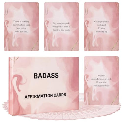 Fofeadm Badass Affirmation Cards for Women, 53 Daily Positive Inspirational Motivational Cards, Mindfulness & Self Care, Birthday Gifts for Women