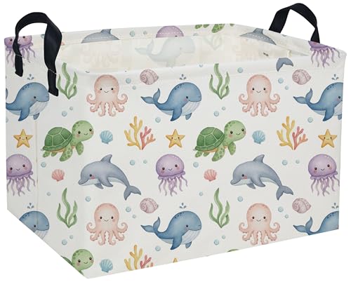 Rectangle Kids Baskets Ocean Basket Cute Storage Bin Fish Box for Room Decor Gift Basket(Cute ocean) - color: Cute ocean