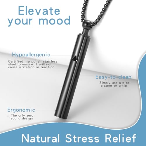 Anxiety Breathe Easy Necklace Mindfulness Breathing Necklace Breathlace Stainless Steel Pendant for Natural Calm & Stress Relief