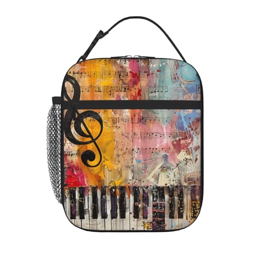 Music Insulated Lunch Box for Women Men Music Lunch Bag for Work,Picnic,Travel,Hiking,Beach or Fishing Polyester - color: Music02