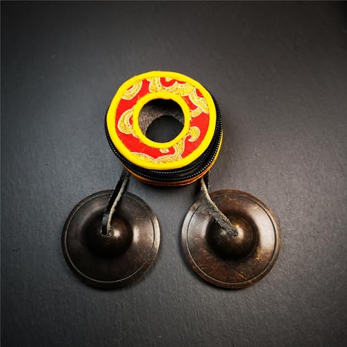 Tibetan Tingsha Bell Set - Tibetan Cymbals - for Sound Healing, Yoga, Meditation, and Mindfulness,Handmade in Nepal,Made of Brass,Plain Pattern,6.5cm/2.6 inch - color: 5-Brass-Brown-6.5cm