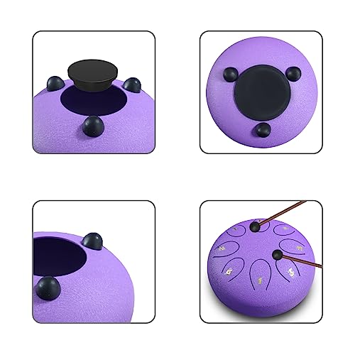 Steel Tongue Drum 6 Inch 8 Notes, Rain Drum Style Calming Percussion Instrument for Relaxation & Meditation, Musical Gift for Adults & Beginners(Lavende) - color: Lavende