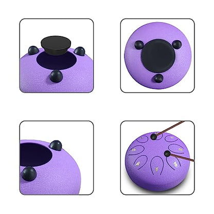 Steel Tongue Drum 6 Inch 8 Notes, Rain Drum Style Calming Percussion Instrument for Relaxation & Meditation, Musical Gift for Adults & Beginners(Lavende) - color: Lavende