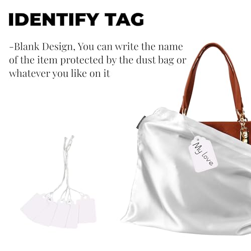 12 Pack Dust Bags for Handbags, Silk Cloth Bag With Drawstring Large Travel Storage Pouch for Handbag Purse Shoes Boots - color: 12 Pack White