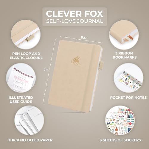 Clever Fox Self-love Journal – Guided Self-Discovery Log for Self-care, Reflection & Self-help, Mental Health, Gratitude & Mindfulness (Seashell) - color: Seashell