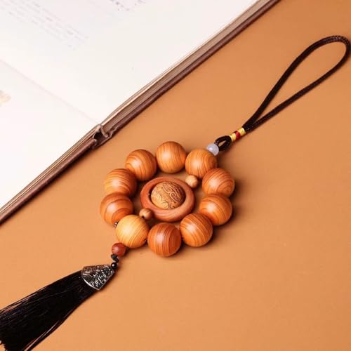 Antique Bead Wooden Statue Accents Zen Meditation Wood Sculpture Decor for Living Room Spa Or Yoga Studio Centerpiece Books Living Room Bedroom Ornament