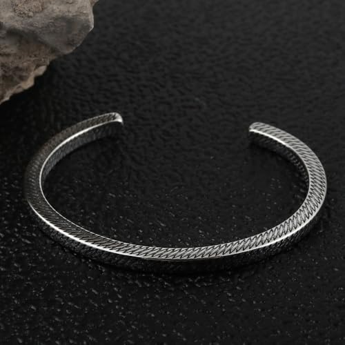 Handmade 925 Sterling Silver Bangle Bracelet Simple Silver/Gold Adjustable Cuff Bangles Durable Stainless Steel bracelet for Men &Women Daily Jewelry Gift for Anniversary Birthday Gift - color: Bangle-23