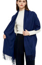 Pashmina Shawls and Wraps Scarfs for Women Wedding Party Winter Warm Long Solid Color - color: Navy