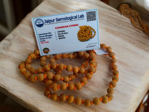 Sandalwood Japa Mala 8MM – White Chandan Mala Aromatic Fragrant Hand-Knotted Tibetan Prayer Beads for Meditation, Yoga, Chanting, Bracelet & Necklace Jewelry | Genuine Nepal Buddhist Wooden Mala
