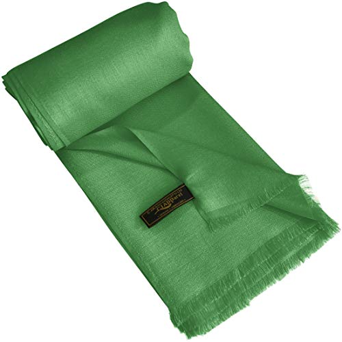 CJ Apparel Solid Color Fringe Design Fringe Shawl Scarf Wrap Stole Throw Head Wrap Pashmina Gift Hand Made in Nepal New - color: Forest Green Fc1042c