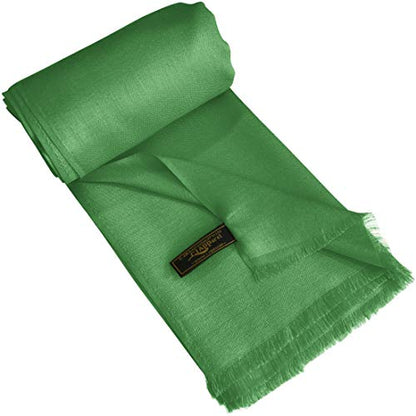 CJ Apparel Solid Color Fringe Design Fringe Shawl Scarf Wrap Stole Throw Head Wrap Pashmina Gift Hand Made in Nepal New - color: Forest Green Fc1042c
