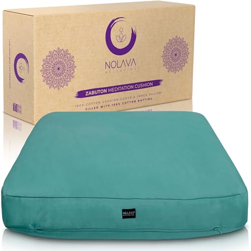 NOLAVA Round Zafu Cushions 15"x6" & Zabuton Meditation Cushions 32"x28"x3" - Premium Comfort for Mindful Practices - Yoga Bolster Pillow & Meditation Floor Pillow Essentials - color: Soft Green