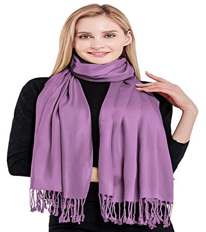 CJ Apparel Solid Color Tassels Design Nepalese Shawl Scarf Wrap Stole Throw Head Wrap Pashmina Gift Hand Made in Nepal New - color: Mauve