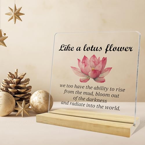 Lotus Flowers Gifts for Women,Like A Latus Flower Acrylic Sign,Inspirational Plaque for Yoga Meditation Room - color: Lotus