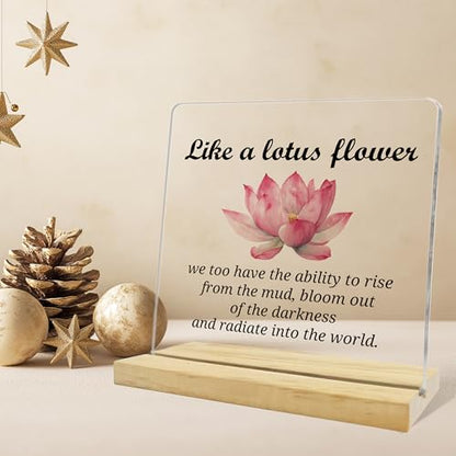 Lotus Flowers Gifts for Women,Like A Latus Flower Acrylic Sign,Inspirational Plaque for Yoga Meditation Room - color: Lotus