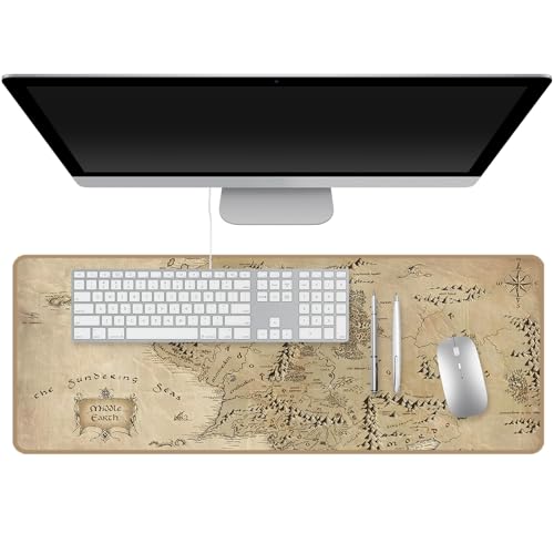 Middle Earth Mouse Pad 31.5x11.8 inch, XL Extended Large Gaming Mouse Mat Desk Pad, Stitched Edges Mousepad with Non-Slip Rubber Base for Office Home Desk - color: Middle Earth