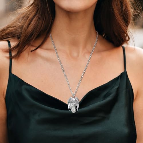 INFUSEU Unique Dragon Necklaces with Healing Crystal Stone for Men Women, Personalized Spiritual Gifts, 24 Inch Chain - color: White Howlite