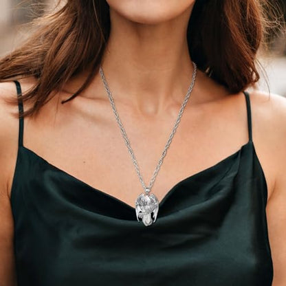 INFUSEU Unique Dragon Necklaces with Healing Crystal Stone for Men Women, Personalized Spiritual Gifts, 24 Inch Chain - color: White Howlite