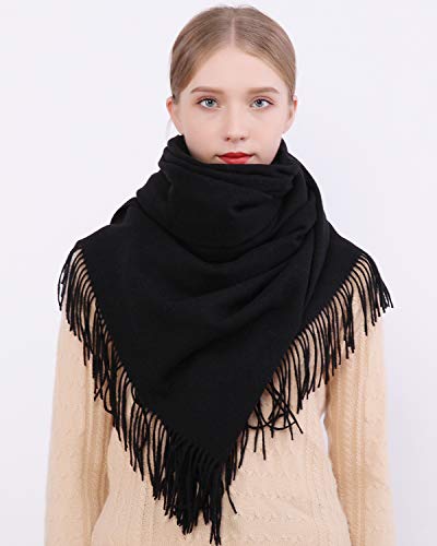 RIIQIICHY Winter Scarfs for Women Pashmina Shawls Wraps for Evening Dresses Large Warm Soft Scarves - color: Black