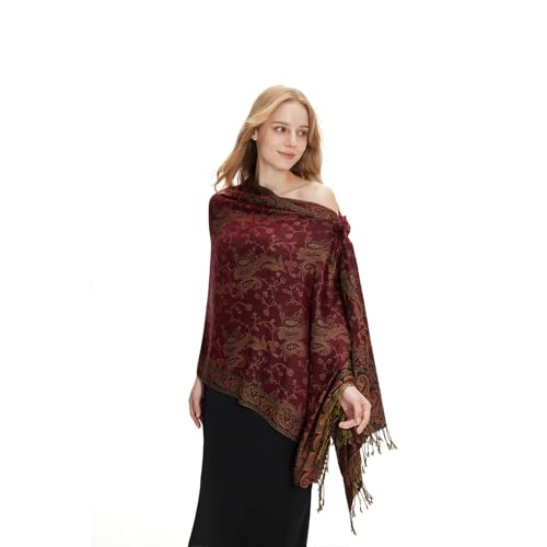 zero season Boho Paisley Pashmina Shawl Wrap Lightweight Scarf for Women, Silky Feel Bohemian Wrap for Travel & Daily Wear