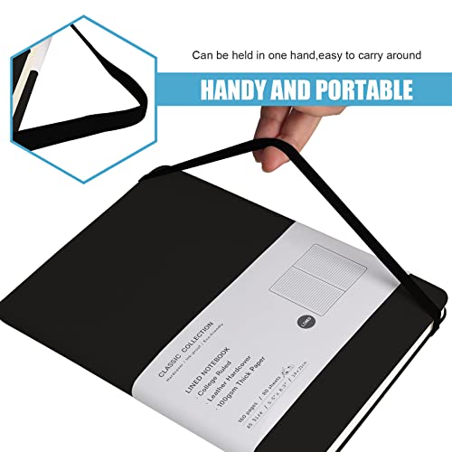 Lined Journal Notebook – Hardcover Notebook for Men & Women – Journals for Writing, Work, School, Home & Daily Notes, 160 Pages – Medium A5, 5.7"x8", 100 gsm Thick Paper (Black) - color: Black