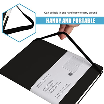 Lined Journal Notebook – Hardcover Notebook for Men & Women – Journals for Writing, Work, School, Home & Daily Notes, 160 Pages – Medium A5, 5.7"x8", 100 gsm Thick Paper (Black) - color: Black