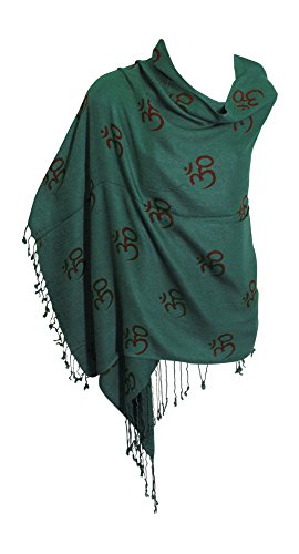 Indian Ethnic Yoga Red Om Block Print Long Scarf Prayer Shawl Stole SHANTI - color: Teal