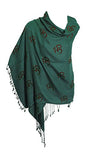 Indian Ethnic Yoga Red Om Block Print Long Scarf Prayer Shawl Stole SHANTI - color: Teal