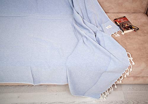 Bersuse 100% Cotton Ventura XL Throw Blanket for Couch - 100% Cotton - 60x90 Inches, Denim Blue - color: Denim Blue