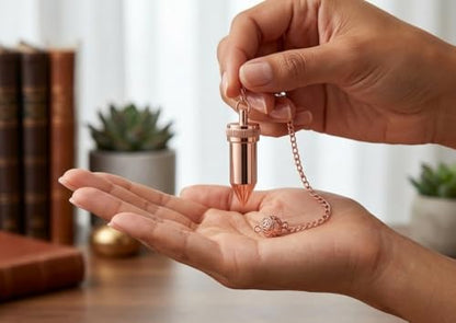 Pencil Design Openable Copper Pendulum for Reiki Healing, Dowsing & Chakra Balancing – Divination & Meditation Tool for Energy Cleansing - color: Pointed Pencil Design
