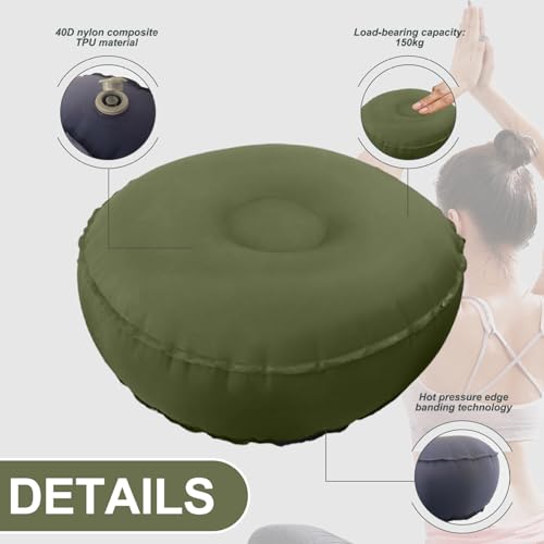 Yoga Cushion Ultra-Light Inflatable Multi-Functional Meditation Cushion Balance Ball TPU Portable Footstool for Home Office Gym Meditation
