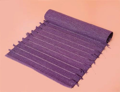 Cotton Yoga Mat Rug, Handwoven Non-Slip Yoga Carpet for Home Workout & Meditation, Washable Foldable Fitness Mat, Purple, 24 x 72 Inch