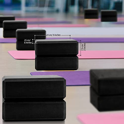 10 Pcs Foam Eva Yoga Blocks Non Slip Lightweight Bricks Yoga Bulk Supportive Blocks Prop Accessories for Pilates Stretching and Meditation Women Men Yogi Beginners, Black