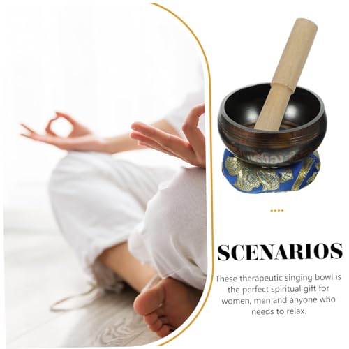 Unomor Handcrafted Tibetan Singing Bowl with Wood Rod and Cushion for Yoga Meditation Stress Relief Mindfulness Chakra Healing Relaxation and Home Decor