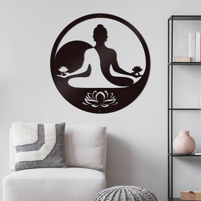 KOYILTD Black Metal Zen Wall Art Buddha Wall Decoration Spiritual Meditation Decor Zen Room Decor Lotus Wall Decor For Bedroom Living Room Yoga Studio Office (Tai Chi)