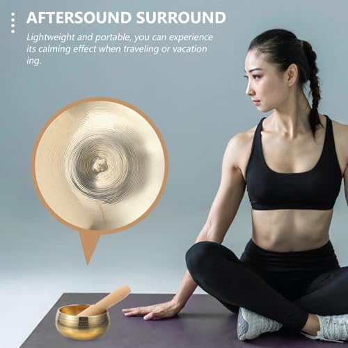 FRCOLOR Handmade Tibetan Singing Bowl with Mallet for Meditation and Yoga Relaxation Sound Bowl for Mindfulness Stress Relief Meaningful Present for Men and Women
