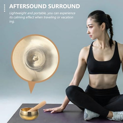 FRCOLOR Handmade Tibetan Singing Bowl with Mallet for Meditation and Yoga Relaxation Sound Bowl for Mindfulness Stress Relief Meaningful Present for Men and Women