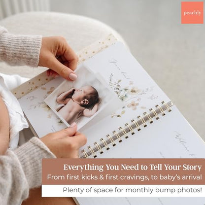 Peachly Pregnancy Journal - Linen Pregnancy Book to Capture Every Milestone - Pregnancy Must Haves - Baby Book Keepsake Pregnancy Journals For First Time Moms and Experienced Moms (Rust) - color: Rust
