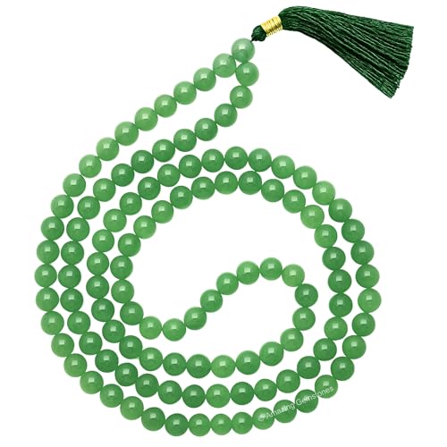 Amazing Gemstone Green Aventurine Mala Beads - 108 Prayer Beads for Meditation and Mindfulness Practice, Handcrafted Mala Beads with Natural Gemstones for Spiritual Healing and Relaxation (Plain) - color: Green Aventurine, style: Plain