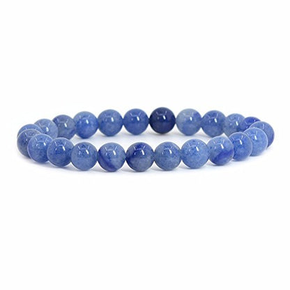 Justinstones Gem Semi Precious Gemstone 8mm Round Beads Stretch Bracelet 7 Inch Unisex - color: Blue Aventurine